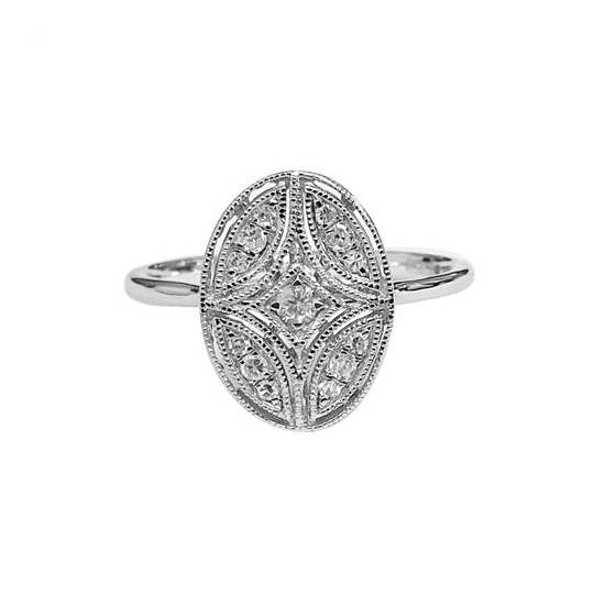 0.11ct VS/EF Oval Shape Round Cut Cluster Diamond Ring