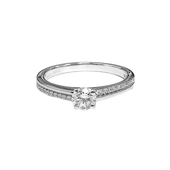 0.40ct SI2/F Round Shoulder Natural Diamond Ring