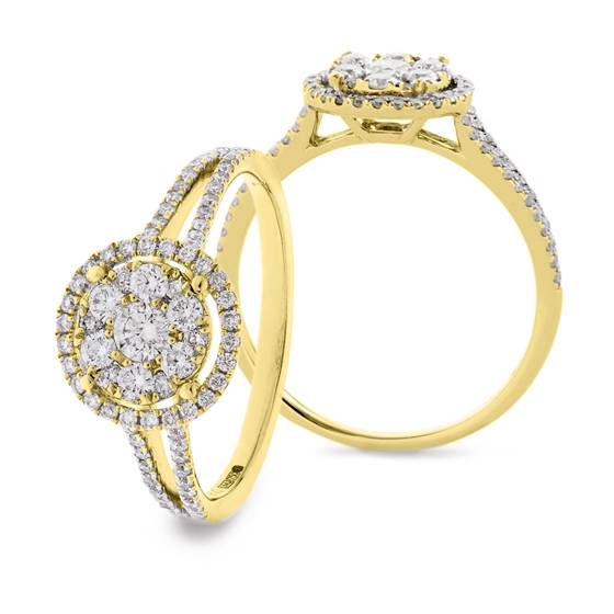 0.60ct SI/E-F Round Cluster Natural Diamond Ring