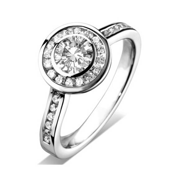 1.20ct SI2/F Round Natural Diamond Halo Ring