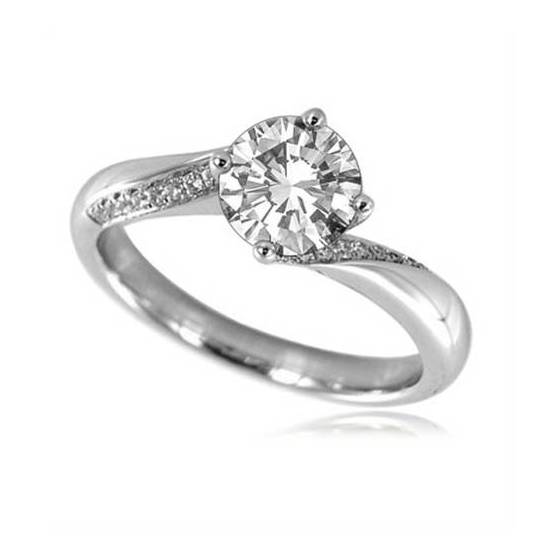 0.45ct SI2/G Round Shoulder Set Natural Diamond Engagement Ring