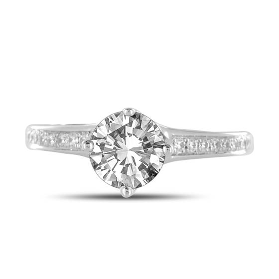 1.00ct SI1/F Round Natural Diamond Shoulder Set Ring