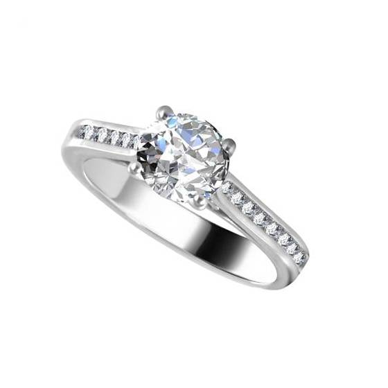 1.10ct SI1/D Round Shoulder Set Natural Diamond Engagement Ring