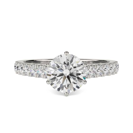 1.20ct SI1/F Round Natural Diamond Shoulder Set Ring