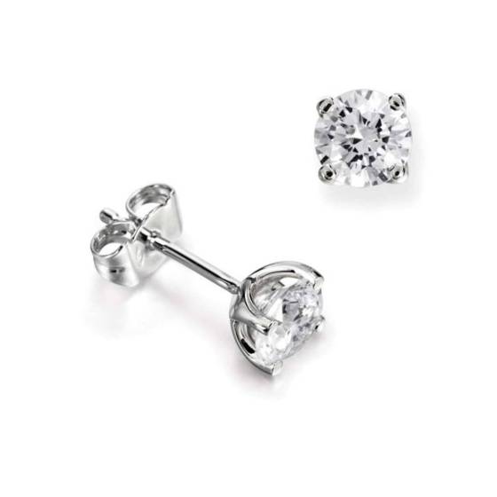 1.02ct SI1/D Round Natural Diamond Stud Earrings