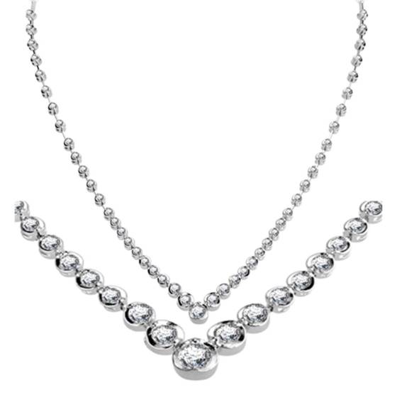 1.68ct VS/F-G Elegant V Shaped Round Natural Diamond Necklace