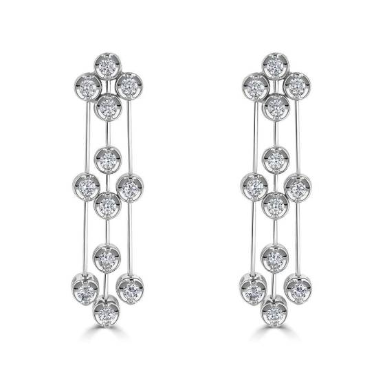 0.50ct VVS/E-F Round Natural Diamond Drop Earrings