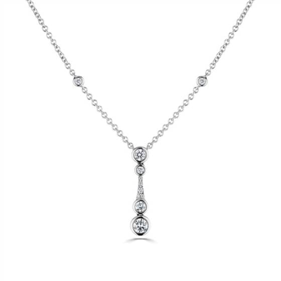 0.56ct VVS/E-F Natural Diamond Icicle Drop Necklace