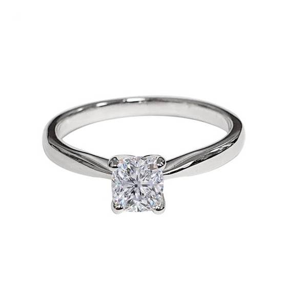 0.51ct VVS2/H Cushion Natural Diamond Solitaire Engagement Ring