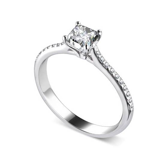1.30ct SI2/G Princess and Round Natural Diamond Engagement Ring