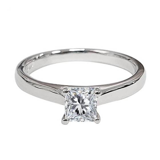 0.41ct SI2/G Princess Natural Diamond Solitaire Engagement Ring