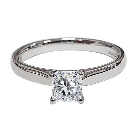 0.50ct I1/F Princess Natural Diamond Solitaire Engagement Ring