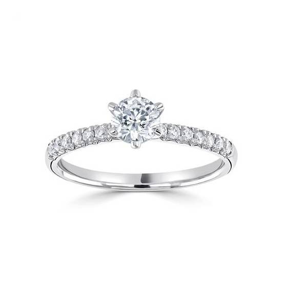 1.40ct I1/H Round Natural Diamond Shoulder Set Engagement Ring
