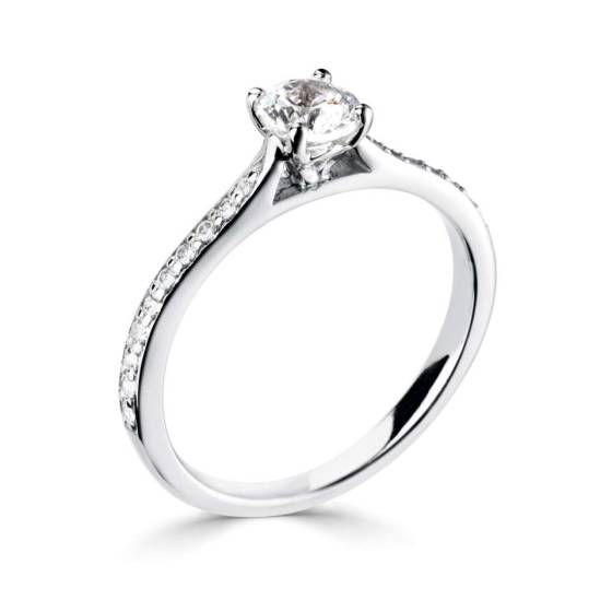 1.10ct SI2/E Round Natural Diamond Shoulder Set Engagement Ring