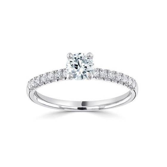 1.30ct SI1/F Round Natural Diamond Shoulder Set Ring