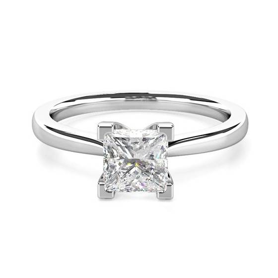 0.70ct SI2/G Princess Natural Diamond Engagement Ring