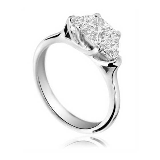 0.50ct SI/F-G Princess Natural Diamond Trilogy Ring