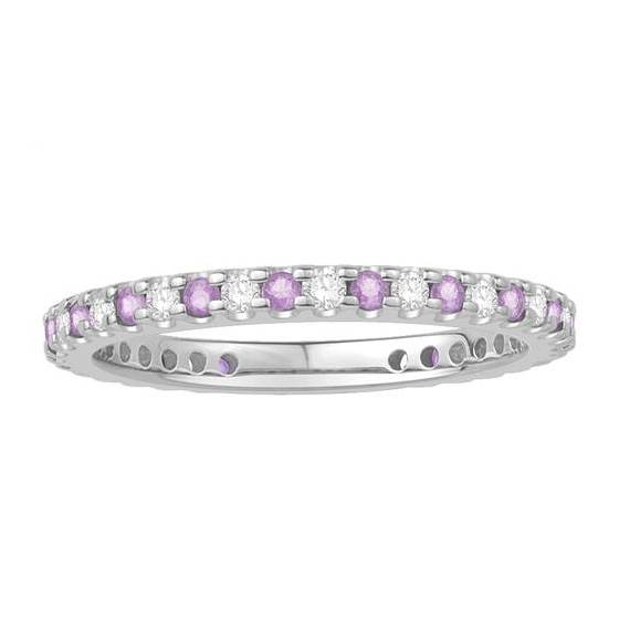 0.50ct VS/E-F Pink Sapphire and Natural Diamond Eternity Ring