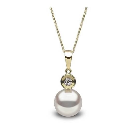 0.05ct VS/E-F Freshwater Pearl and Natural Diamond Pendant
