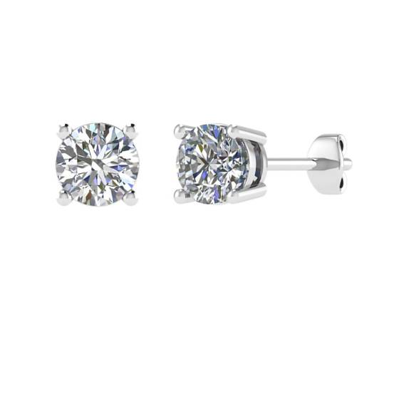 1.00ct SI/F-G Round Natural Diamond 4 Claw Stud Earrings