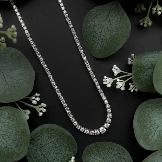 15.73ct SI/VS/G-H Round Natural Diamond Tennis Necklace