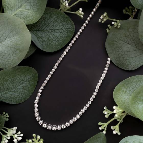 16.32ct SI/G-H Round Natural Diamond Tennis Necklace
