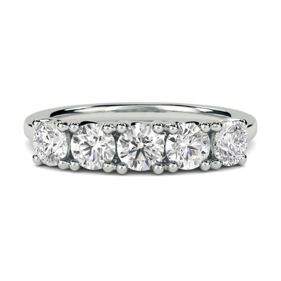 0.34ct VS/F-G 5 Stone Round Natural Diamond Half Eternity Ring