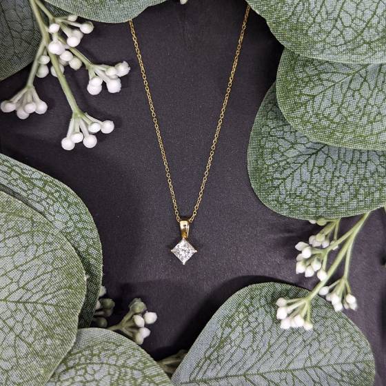 GIA Certified 0.70ct SI2/F Princess Natural Diamond Solitaire Pendant