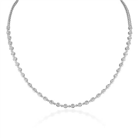 2.00ct VVS/E-F Round Natural Diamond Single Row Alernating Necklace