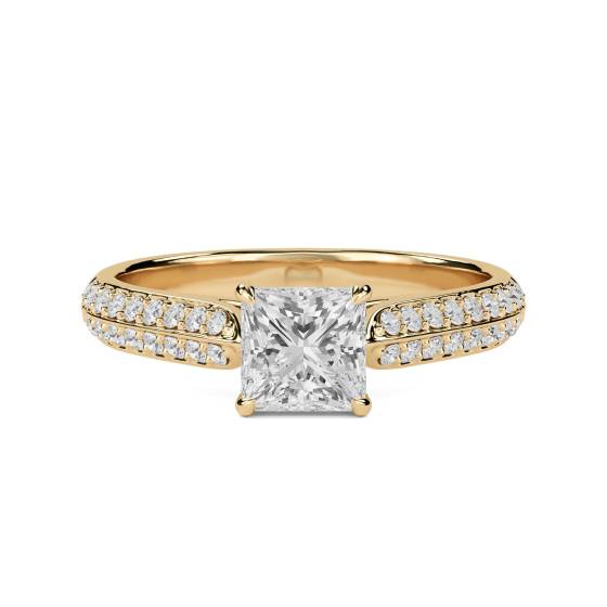 0.55ct VS/E-F Petite Princess Natural Diamond Shoulder Set Ring