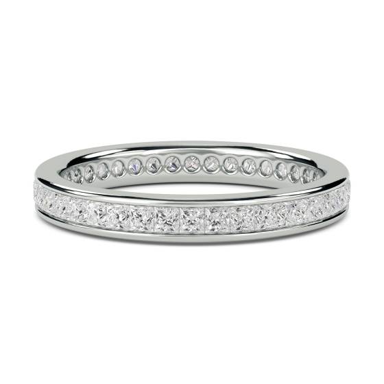 0.75ct VS/E-F 3mm Elegant Princess Natural Diamond Full Eternity Ring