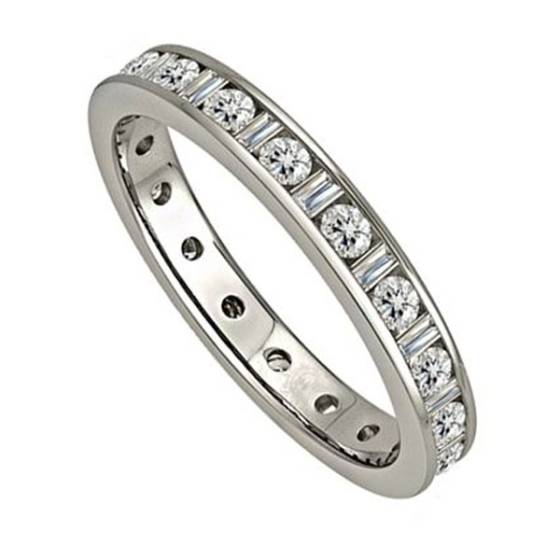 0.75ct VS/E-F 3.5mm Classic Round and Bagueutte Natural Diamond Full Eternity Ring