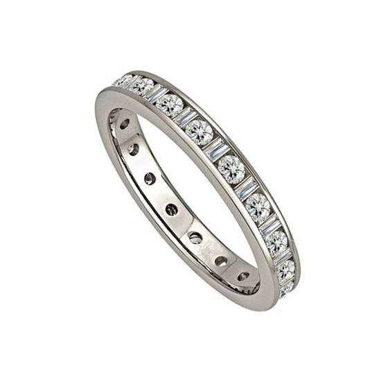 0.75ct VS/E-F 3.5mm Classic Round and Bagueutte Natural Diamond Full Eternity Ring