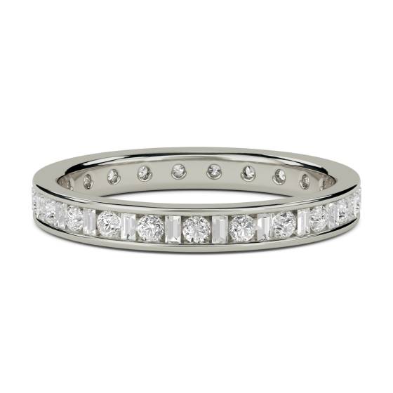 0.50ct VS/E-F 3mm Round and Baguette Natural Diamond Full Eternity Ring
