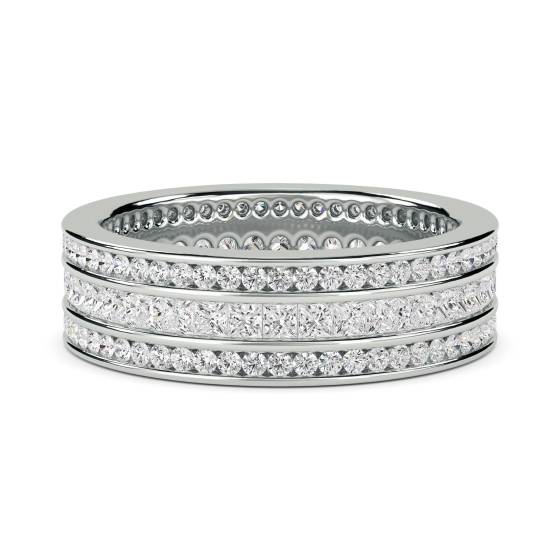 1.60ct VS/E-F 3 Row Round Natural Diamond Full Eternity and Dress Ring