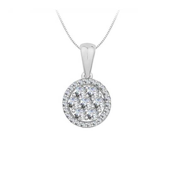 0.48ct VS/E-F Round Natural Diamond Single Halo Pendant