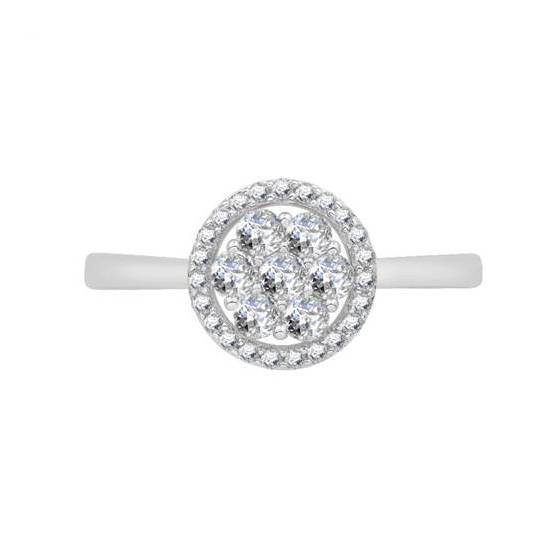 0.48ct VS/E-F Round Natural Diamond Cluster Ring