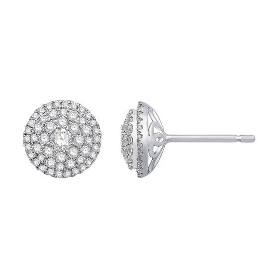 0.66ct VS/F-G Round Natural Diamond Cluster Earrings
