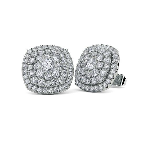 0.69ct VS/F-G Round Natural Diamond Cluster Earrings