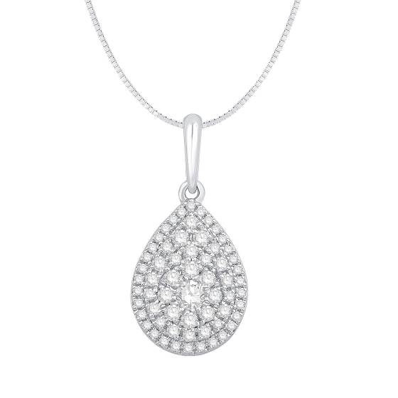 0.34ct VS/F-G Round Natural Diamond Cluster Pendant
