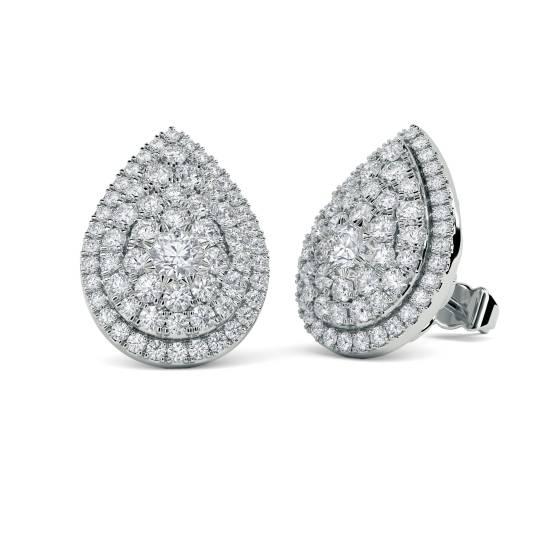 0.69ct VS/F-G Round Natural Diamond Cluster Earrings
