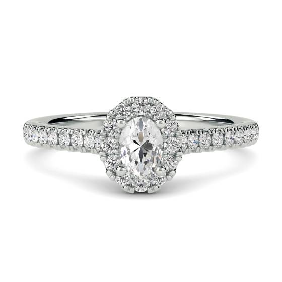 0.70ct VS/F-G Round and Oval Natural Diamond Cluster Ring