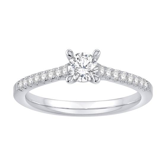 0.43ct VS/F-G Round Natural Diamond Shoulder Set Engagement Ring