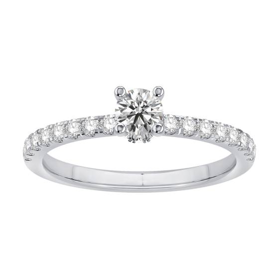 0.58ct VS/F-G Round Natural Diamond Shoulder Set Engagement Ring