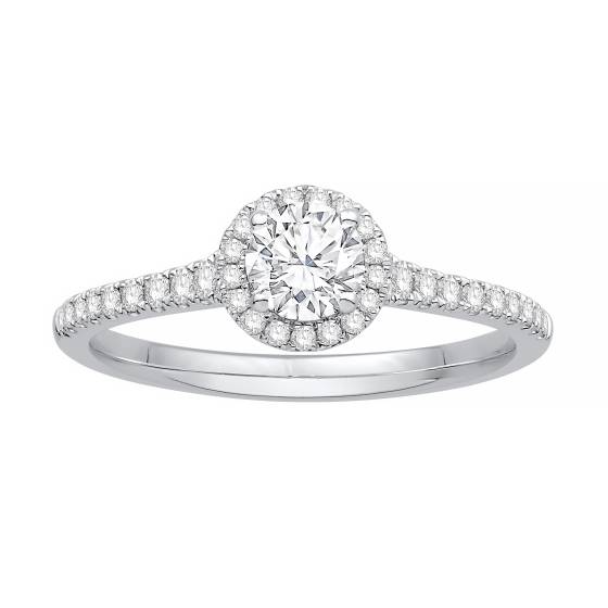 0.50ct VS/E-F Round Natural Diamond Shoulder Set Engagement Ring