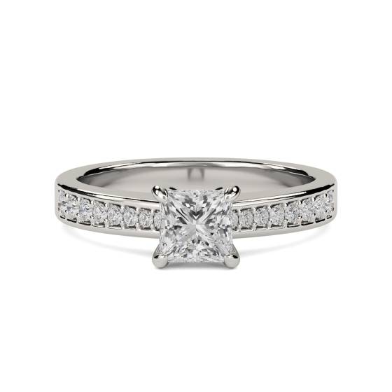 0.50ct VS/E-F Petite Princess Natural Diamond Shoulder Set Ring