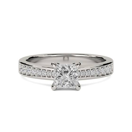 0.50ct VS/E-F Petite Princess Natural Diamond Shoulder Set Ring