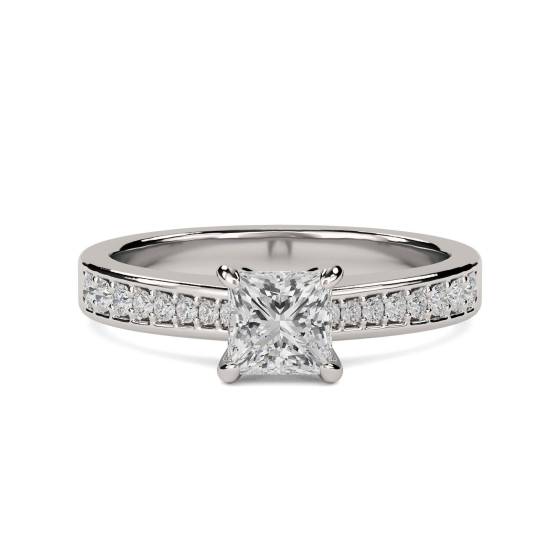 0.55ct VS/E-F Princess Natural Diamond Shoulder Set Engagement Ring