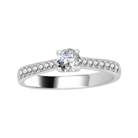 0.50ct VS/E-F Petite Round Natural Diamond Shoulder Set Ring
