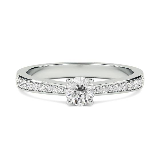 0.50ct VS/E-F Petite Round Natural Diamond Shoulder Set Ring